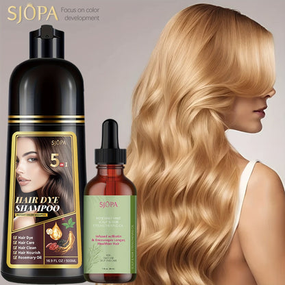 Glycerin Hair Color Shampoo Gift Set with Rosemary Oil, 5-in-1 Color & Care Formula 16.91oz, Gentle Non-Irritating Gray Coverage