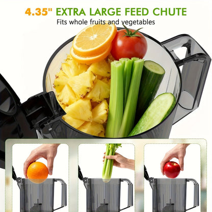 Cold Press Juicer Machine with Large Feed Chute - Slow Masticating Juicer for Whole Fruits & Vegetables