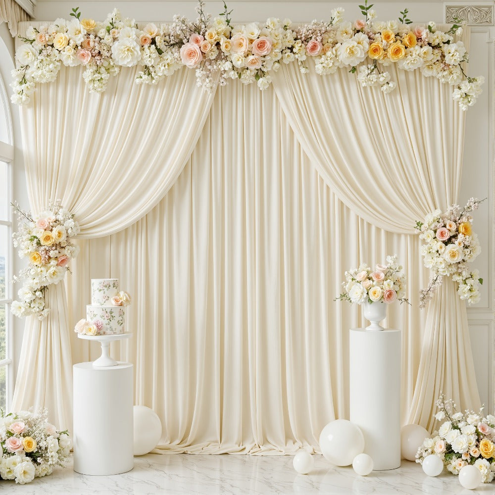 Photography Backdrop 4-Pack 5x10ft Polyester Spandex Background Cloth | Wrinkle-Resistant, Soft & Smooth with Pole Pockets | Wedding