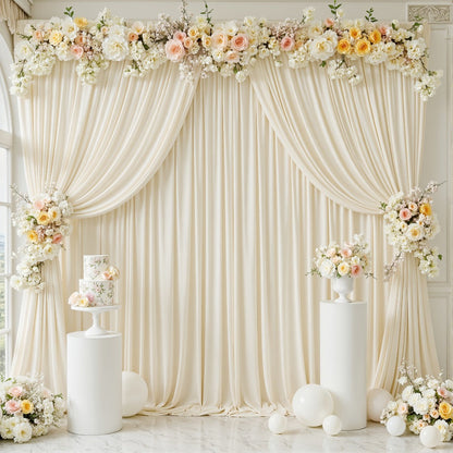 Photography Backdrop 4-Pack 5x10ft Polyester Spandex Background Cloth | Wrinkle-Resistant, Soft & Smooth with Pole Pockets | Wedding