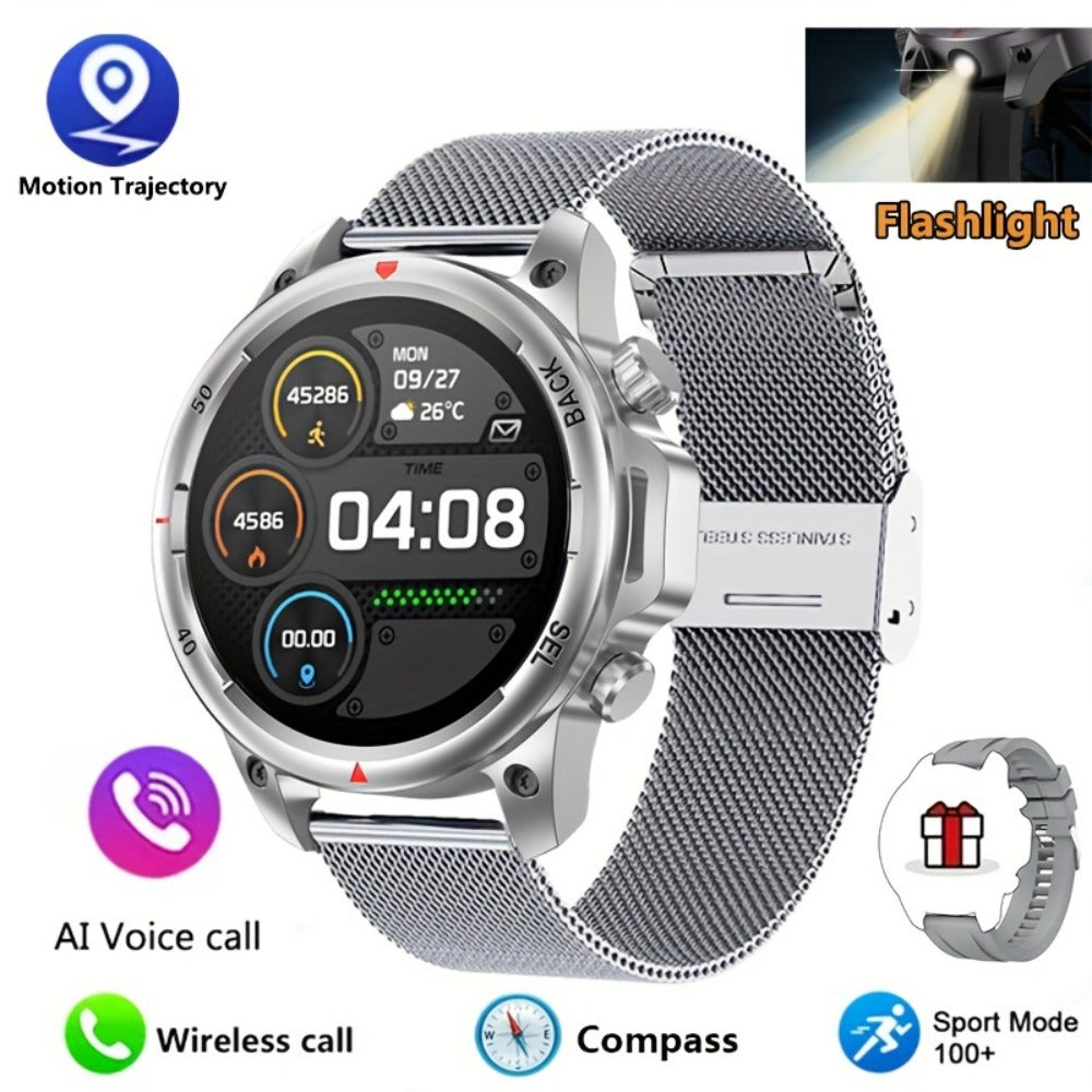 Smartwatch GPS NFC for Men – AI Voice Calling, 360×360 HD Screen, Built-in Compass, Motion Trajectory, Heart Rate Sleep Fitness