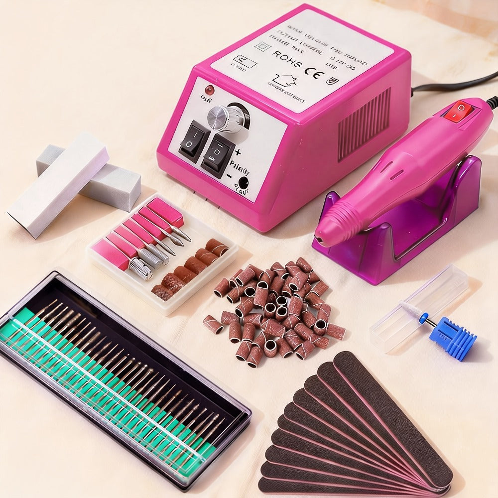 Electric Nail Drill 20000 RPM Console Kit with 6 Bits, 50 Sanding Bands and Standard or 8-in-1 Options