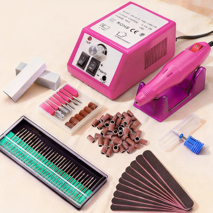 Electric Nail Drill 20000 RPM Console Kit with 6 Bits, 50 Sanding Bands and Standard or 8-in-1 Options