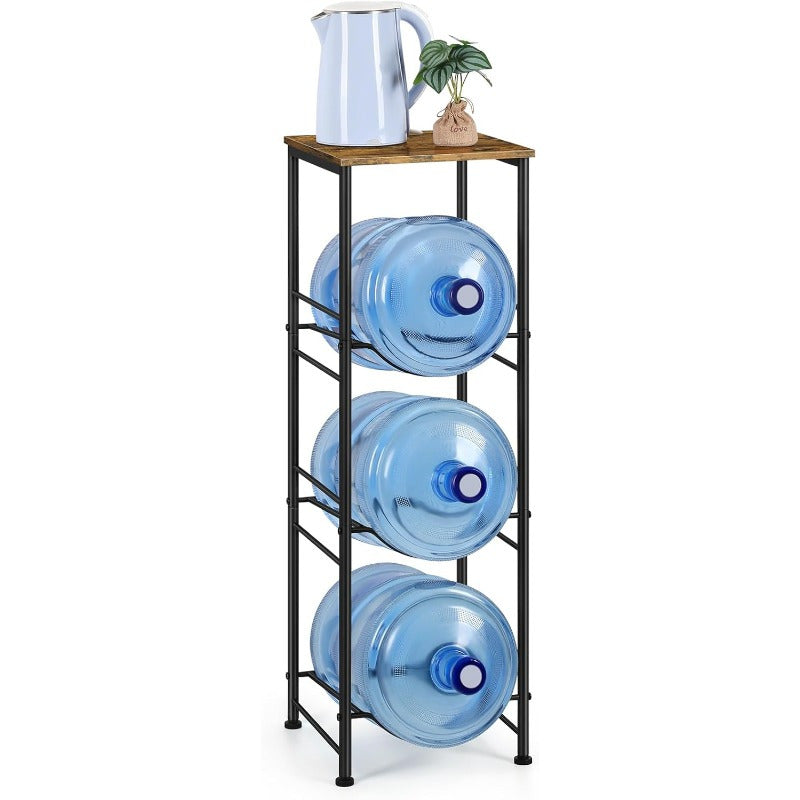 5-Gallon Water Jug Holder 3-Tier, Water Bottle Rack Organizer with Top Shelf & Adjustable Legs for Kitchen