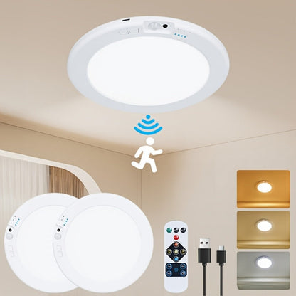 LED Ceiling Light, Wireless Motion Sensor 2 Pack 5500mAh Rechargeable, Remote Control, 3 Brightness Modes