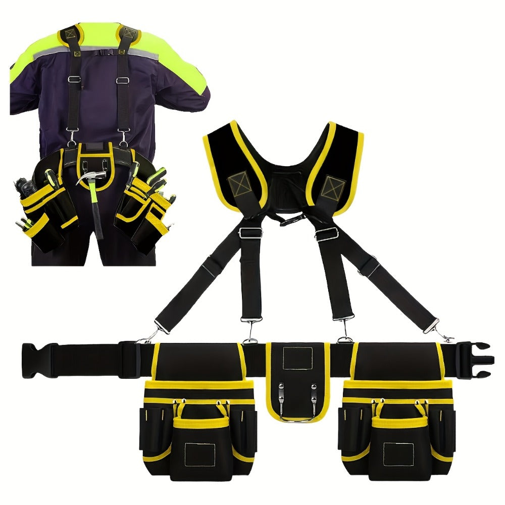 Tool Belt Multi-Pocket Tool Pouch Bag Adjustable Waist Tool Organizer for Electricians for Entryways, Bedrooms and Living Spaces