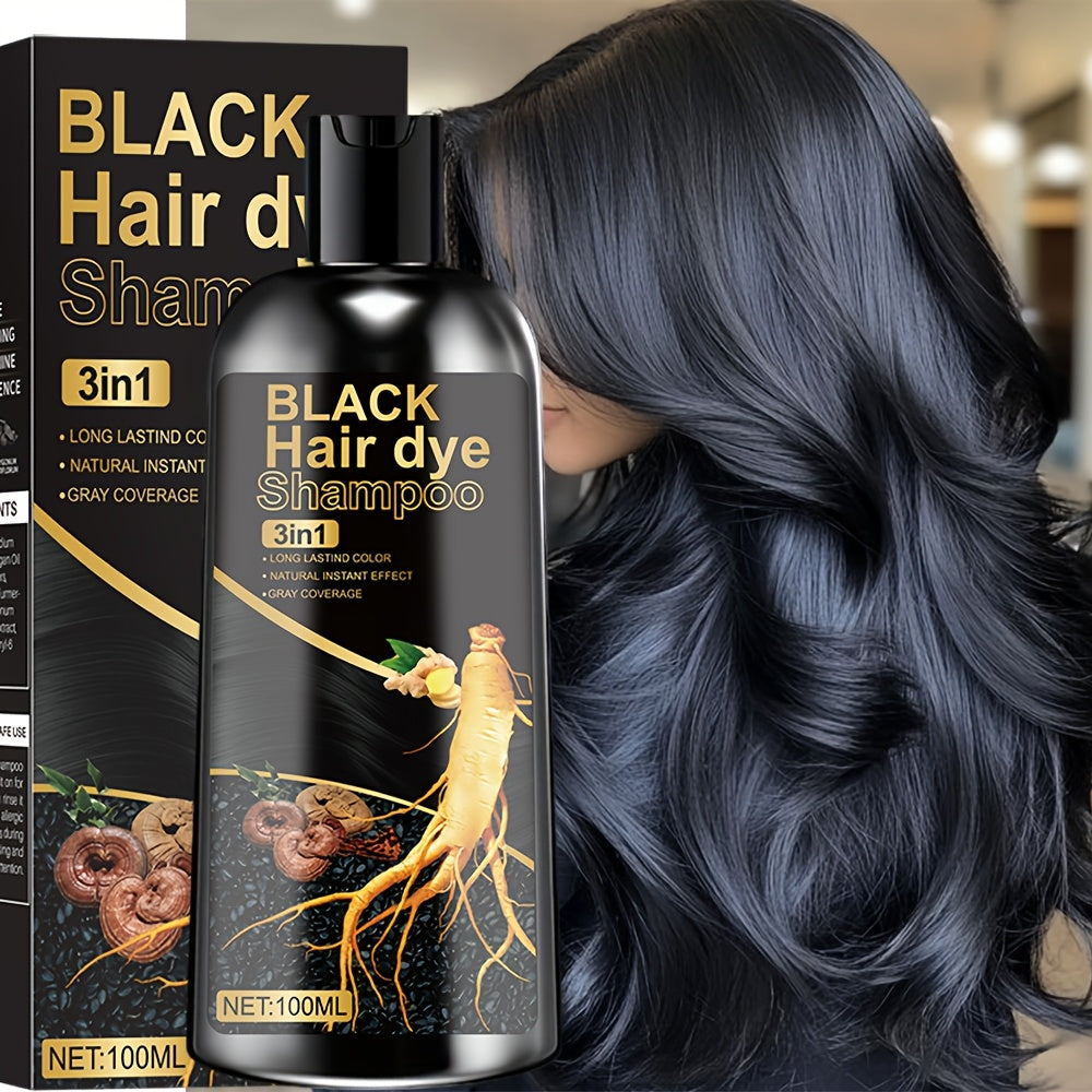 Plant Extract Hair Coloring Shampoo 100ml 3.38oz, Deep Scalp-Safe Gray & White Hair Coverage, Botanical Color
