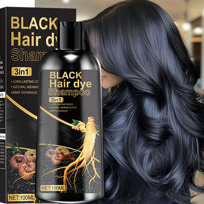 Plant Extract Hair Coloring Shampoo 100ml 3.38oz, Deep Scalp-Safe Gray & White Hair Coverage, Botanical Color