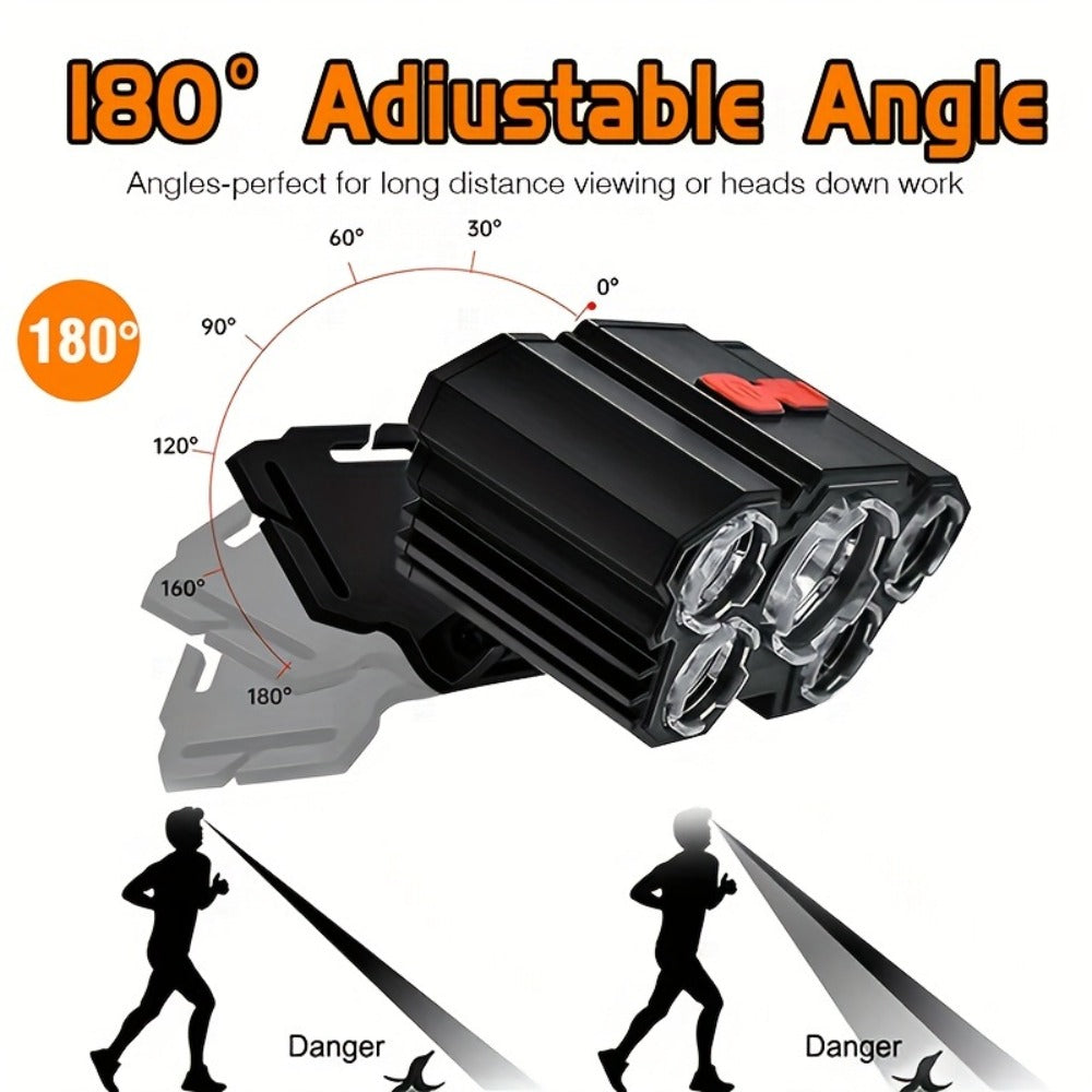 LED Headlamp 4pcs Set - Rechargeable Outdoor Headlamps with 4-Speed Dimming Adjustable Angle for Entryways, Bedrooms and Living Spaces