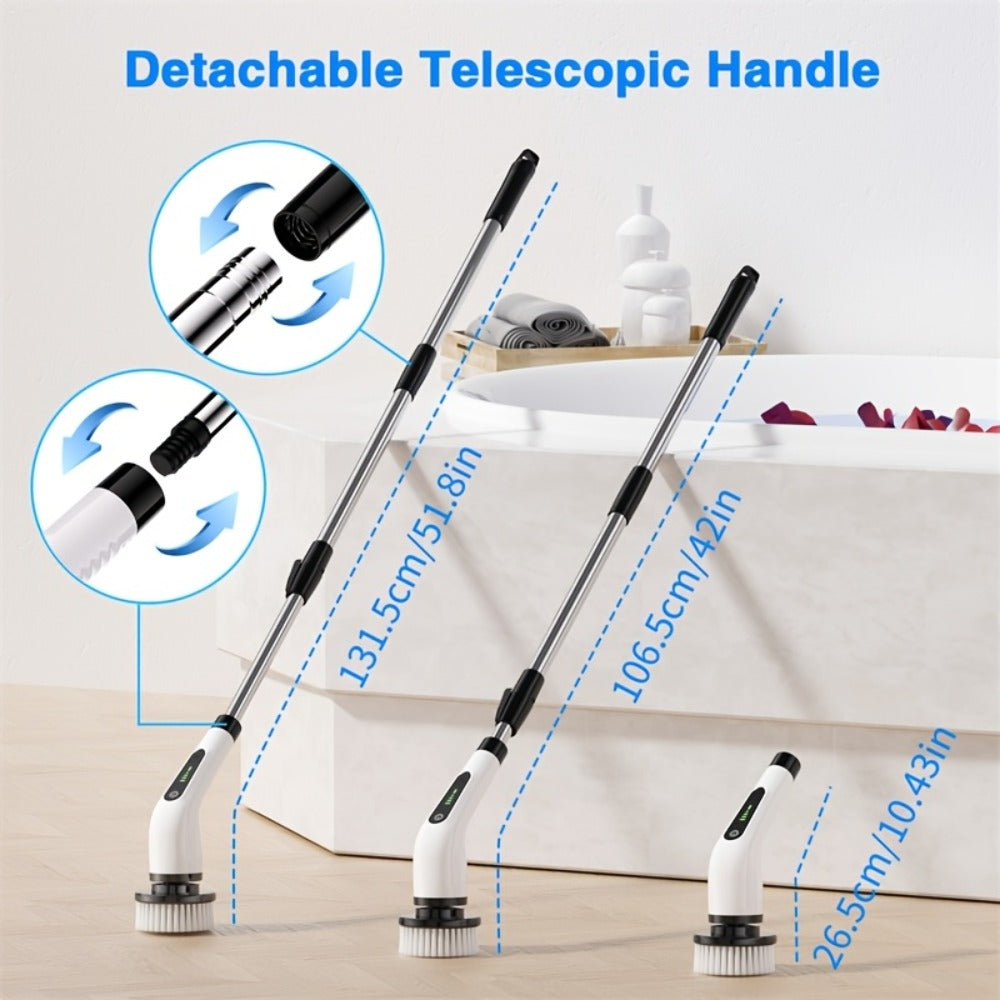 Electric Spin Scrubber Cordless, 7-in-1 Cleaning Brush with 7 Replaceable Heads, Dual Speed Adjustable