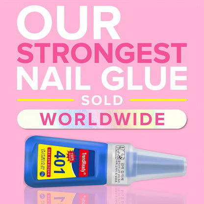 Nail Glue Set, TrendReady 401 25g Bottles in 1+1, 3+1, 5+1 or 7+1 Pack Options with Pointed Nozzles