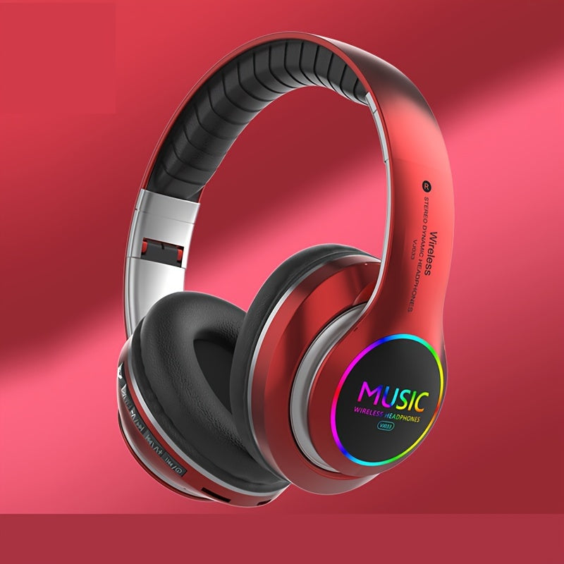 Wireless Headphones Deep Bass Foldable Built-in Mic 3.5mm Wired Stereo Sound Type-C for Bedside Audio, Alarms and Room Entertainment