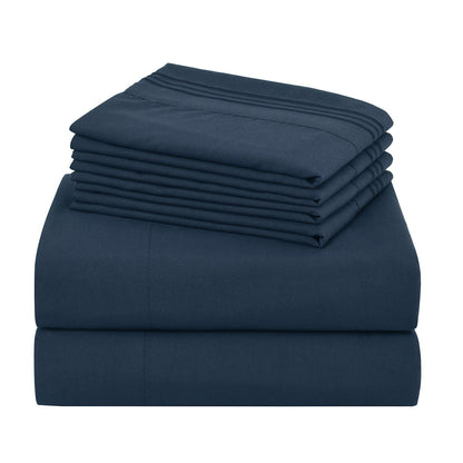 Bed Sheet Set 100 GSM Microfiber in 4- or 6-Piece Configuration with Four Sizes and Twelve Solid Colors