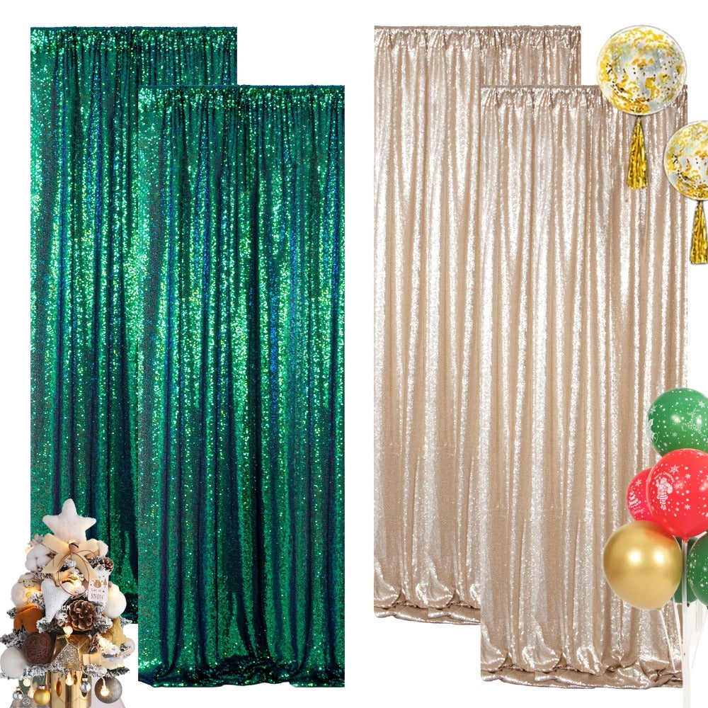 Sequin Backdrop Curtain for Party Wedding – 4x8ft Shimmering Glitter Curtain for Birthday Photo Booth Stage Decoration, Easy Hang