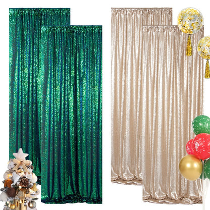 Sequin Backdrop Curtain for Party Wedding – 4x8ft Shimmering Glitter Curtain for Birthday Photo Booth Stage Decoration, Easy Hang