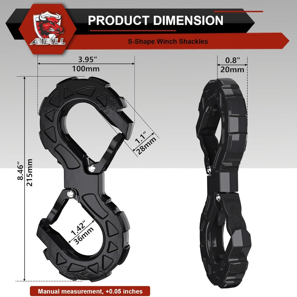 Off-Road Recovery Winch Hook D-Ring Shackle 3/8" 35, 000 LB G80 Heavy Duty Quick Release Tow Hook for RV Truck 4x4 Vehicle – Red & Black