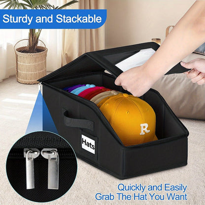 Hat Storage Box for Baseball Caps – Stackable Cap Organizer for Closet, Holds Up to 30 Caps, Freestanding Hat Boxes for Women & Men | 1pc