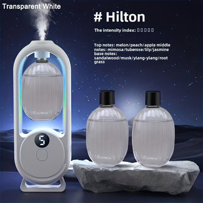 Aroma Diffuser with Five Intensity Settings, Color-Lighted Bottle Window and One- or Three-Oil Bundle Options