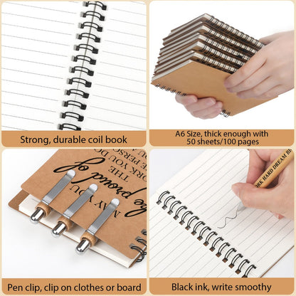 Spiral Notebooks with Retractable Bamboo Pens Bulk Gift Set – 30 Pack Inspirational Journals Thank You Gifts for Teachers Employees Back