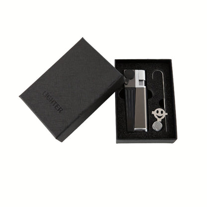 Folding Pipe Lighter Refillable 2-in-1 with Adjustable Flame, Metal-Crafted Durable Design, Gift Box Included