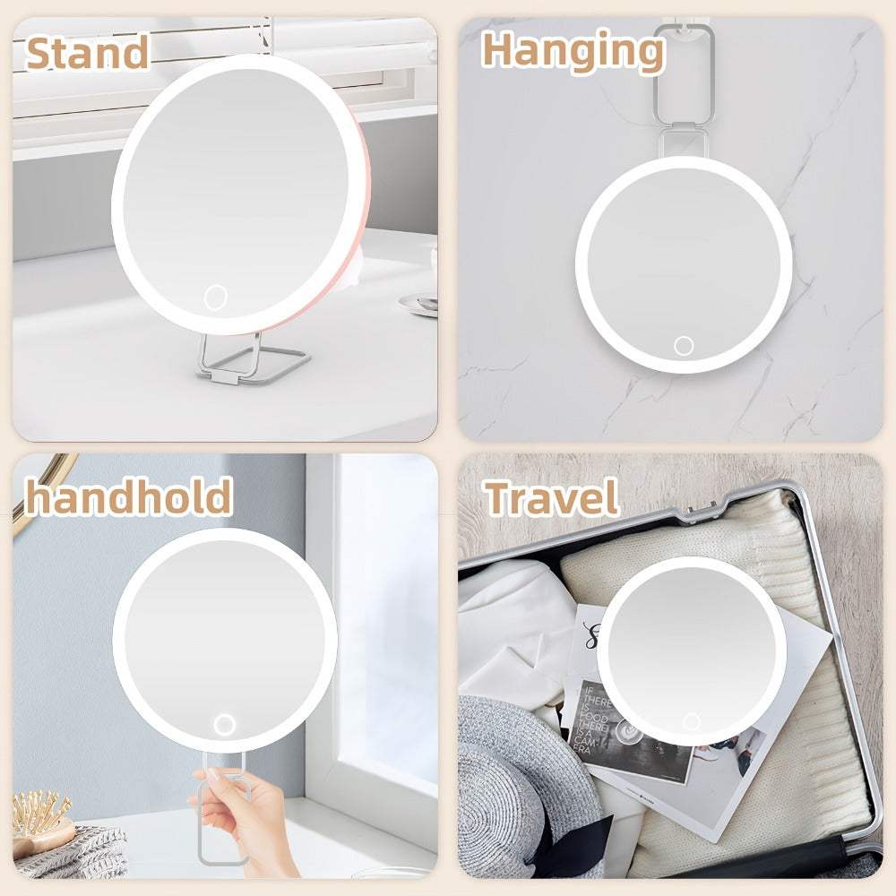 30X LED Magnifying Mirror Rechargeable 6-Inch Lighted Handheld Pocket Mirror with Hanging Loop – Portable Travel Vanity Mirror for Precision