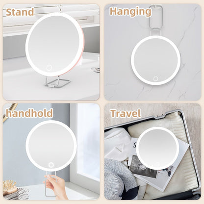 30X LED Magnifying Mirror Rechargeable 6-Inch Lighted Handheld Pocket Mirror with Hanging Loop – Portable Travel Vanity Mirror for Precision