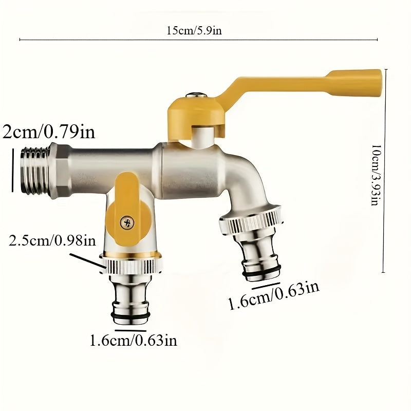 Garden Hose Faucet Dual Outlet Stainless | Outdoor Spigot Sprinkler