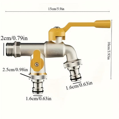 Garden Hose Faucet Dual Outlet Stainless | Outdoor Spigot Sprinkler