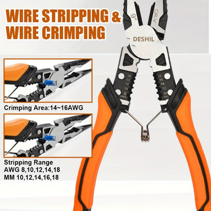 Pliers Set 9-in-1 Multi-Function Industrial Grade, 8.5" Lineman Pliers, 8.5" Long Nose Pliers, 8" Diagonal Side Cutters
