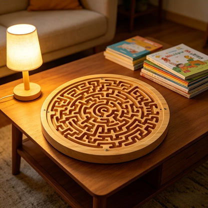 Wooden Maze Balance Board with Steel Ball, Brain Training Puzzle Game for Kids & Adults, Hand-Eye Coordination