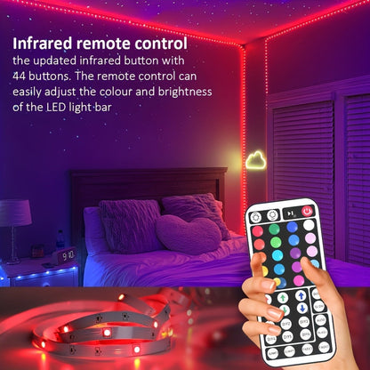 RGB LED Strip Lights for Party Wedding Event with 44-Key Remote – Colorful Color Changing Dimmable 50FT 100FT for Bedroom Kitchen Bar
