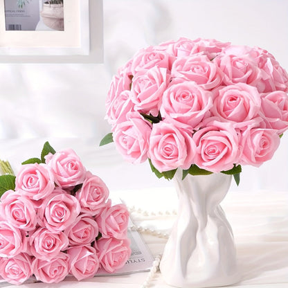 Artificial Flowers Long-Stem Velvet Rose Set in 50 or 100-Piece Variant Options across Five Colors