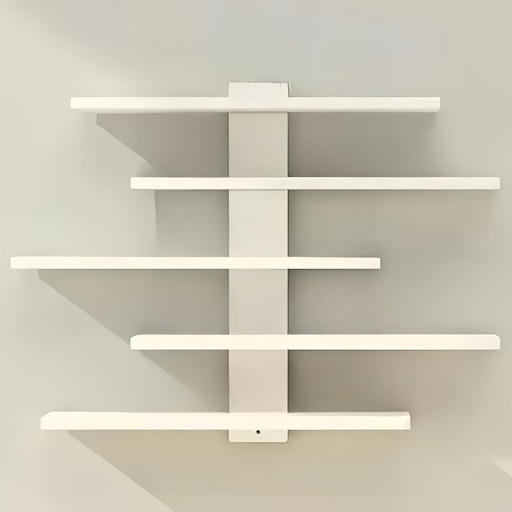 Five-Tier Wall-Mounted Display Shelf with Horizontal Ledges in Black or White Color Options