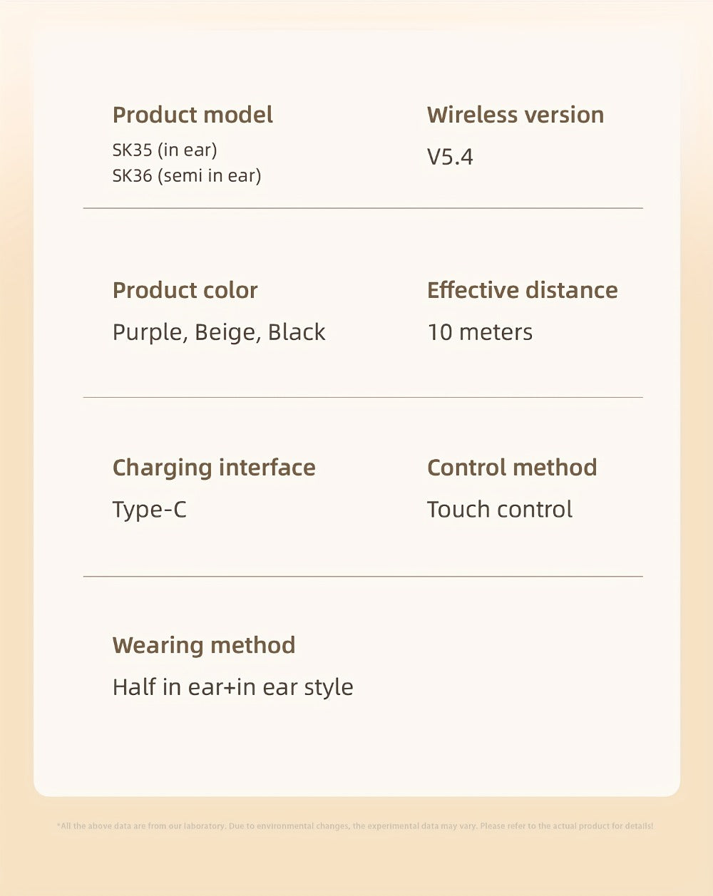 Wireless Earbuds MSHUKCOE 2-in-1 Mini Sleep Style with Touch Controls and Black, Khaki or Purple Choices