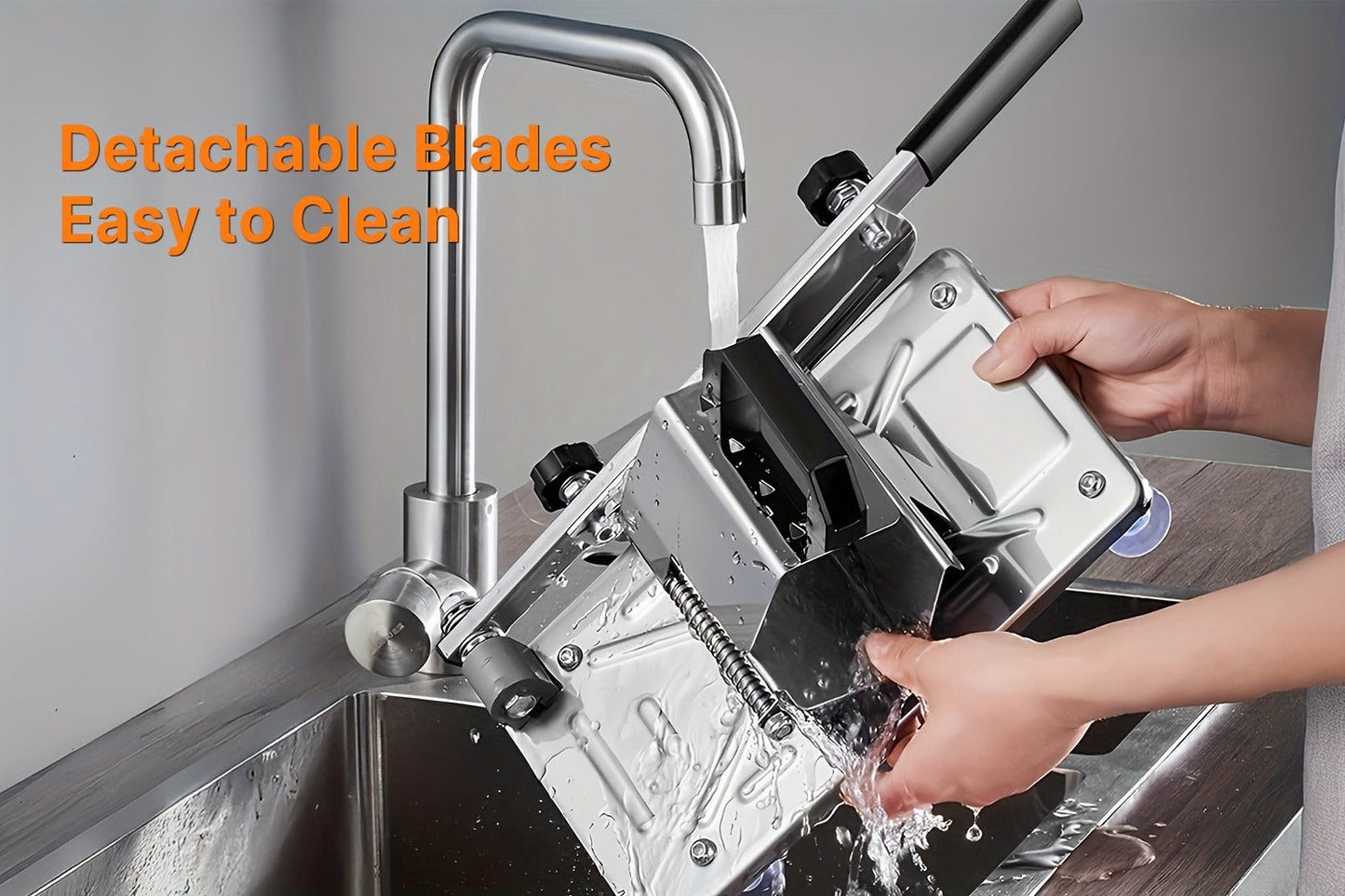 Manual Meat Slicer, Stainless Steel Food Slicer with Adjustable Thickness, Sharp 430 Steel Blade for Slicing Frozen Meat