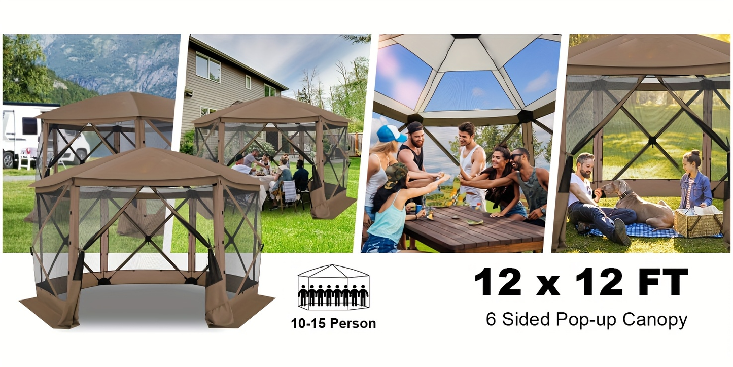 Pop-Up Canopy Tent 15ft Mosquito Net Screen House UV50+ for Garden, Yard and Pest Management