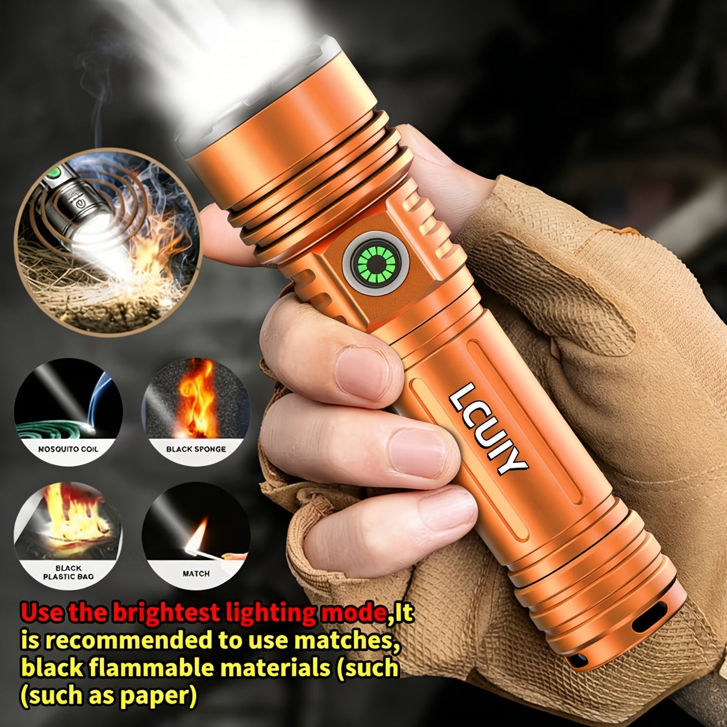 Flashlight 4500-Lumen Fresnel Lens Rechargeable Hand Torch with Six Modes in Two Model Options
