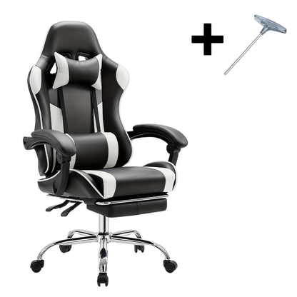 Ergonomic Gaming Chair with Rotating Armrest Lumbar Support & Headrest – Esports Racing Style Computer Office Chair with Footrest for Home
