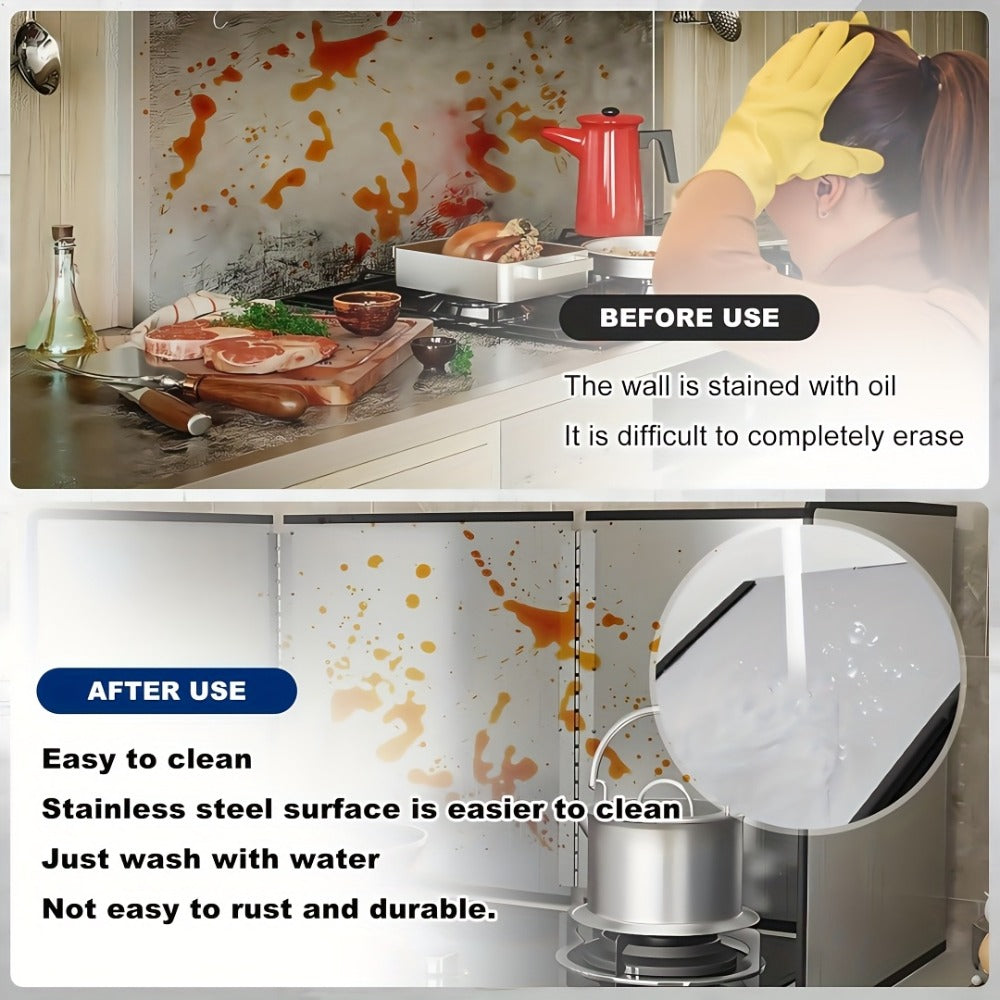 Stainless Steel Splatter Screen 4-Sided Foldable Stovetop Grease Guard – 31.5" Oil Splash Shield for Frying Pan