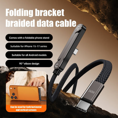 Folding-Bracket USB-C to USB-C Cable with 240W Marking, 480Mbps Graphic and 4.92 ft Length