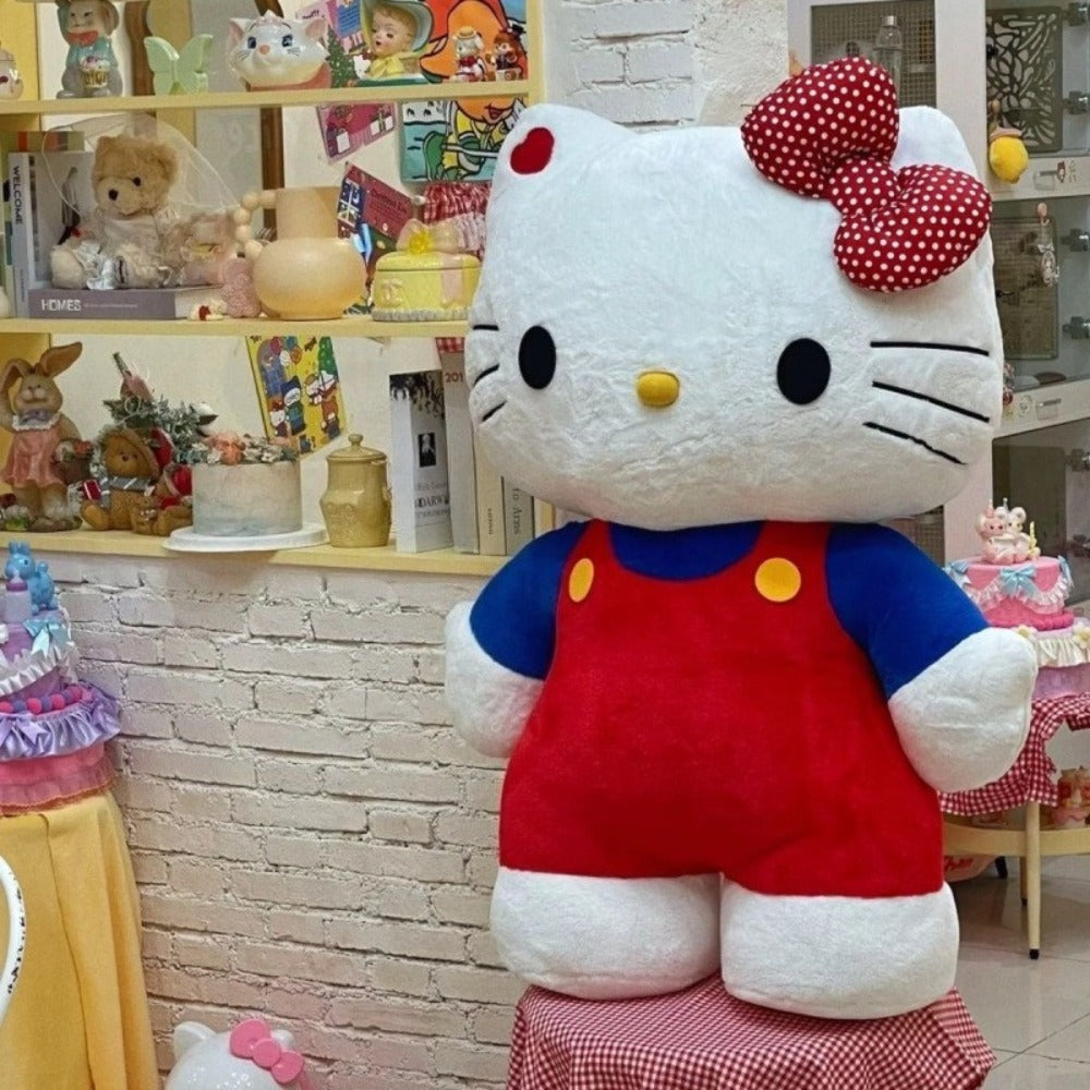 Plush Toy Hello Kitty 16-Inch Character Doll in Red-Blue or Pink-Blue Outfits for Display for Character Display, Room Decor and Gift