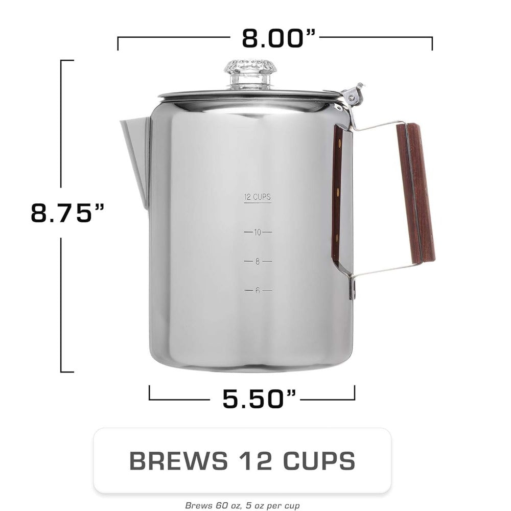 304 Stainless Steel Stovetop Moka Pot Coffee Maker 9 Cup - No Electricity Needed, Works on Gas Stove