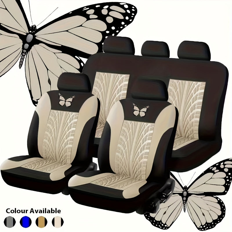 Car Seat Covers 5-Seat Butterfly Tire Pattern Set in Polyester Knit with Sponge and Eleven Colors