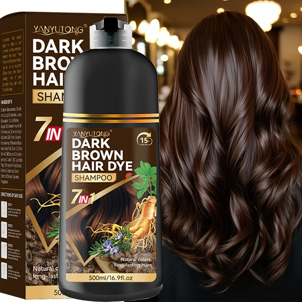 Hair Dye Shampoo Natural Plant Pigments, Covers Gray Hair Fast in 1 Wash, 16.91oz Color Shampoo in Black
