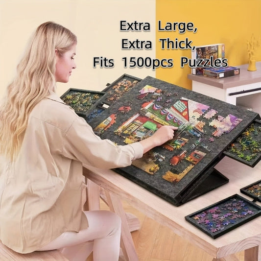 Gray Puzzle Board Collection with 1000- or 1500-Piece Sizes, Drawer and No-Drawer Options in Five Models