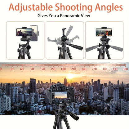 55 Inch Aluminum Tripod with Pistol Grip Head | Dual-Use Phone & Camera Travel Stand for iPhone Android DSLR Mirrorless Action Cam