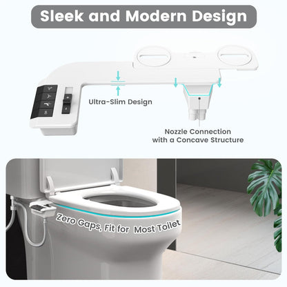 Bidet Attachment for Toilet – Dual Retractable Nozzle Non-Electric Self-Cleaning Fresh Water Bidet Sprayer