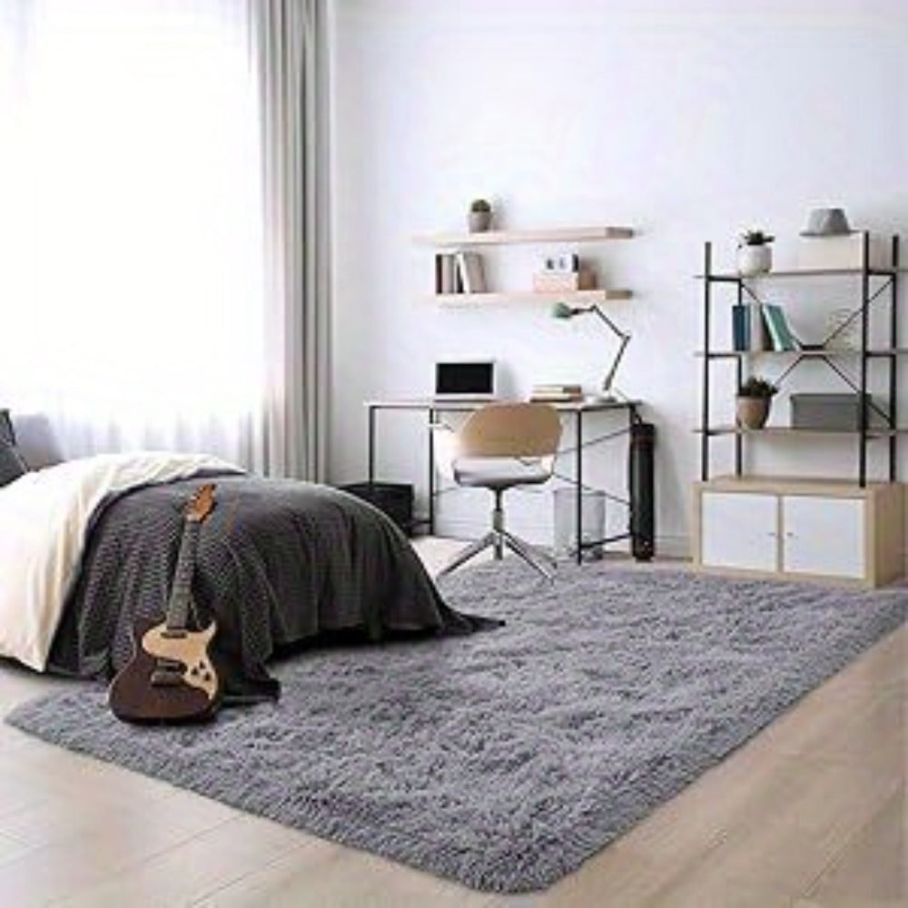 Gradient Color Soft Area Rug – Washable Anti-Slip Shaggy Fluffy Carpet for Living Room & Bedroom | Modern Machine-Made Floor Mat