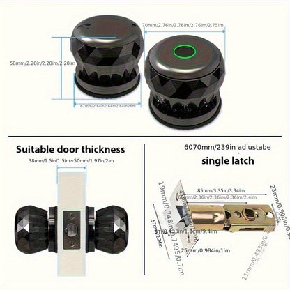 Fingerprint Handle Door Lock with IC Card & Key - 3-in-1 Biometric Keyless Entry, 100 Fingerprint