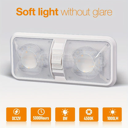 RV LED Interior Light 12V – 1000LM Dome Ceiling Light with Switch for Camper Trailer Boat Car, 8W Natural White (4 Pack)